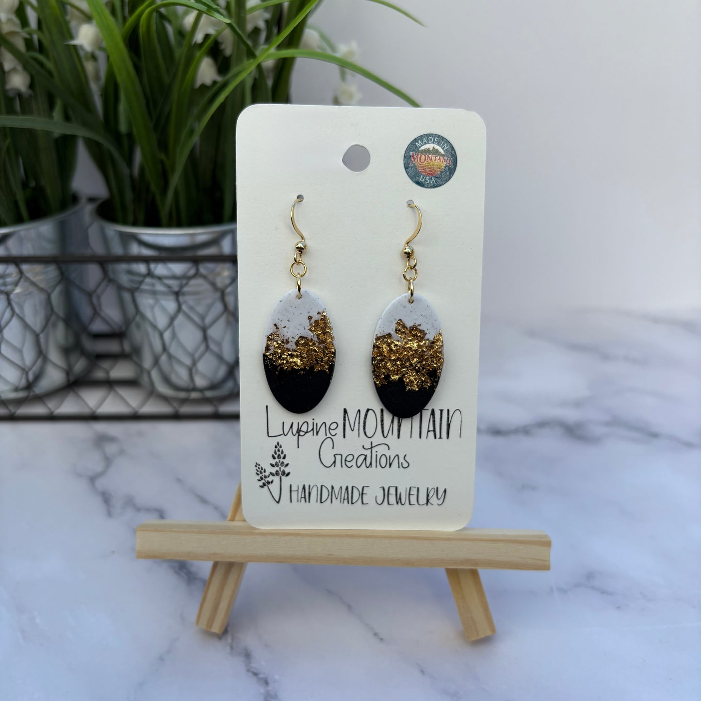 Black and Gold Hammered Dangles