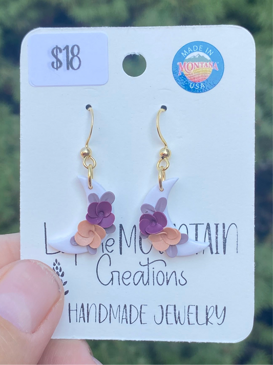 Fall Floral Moon dangles