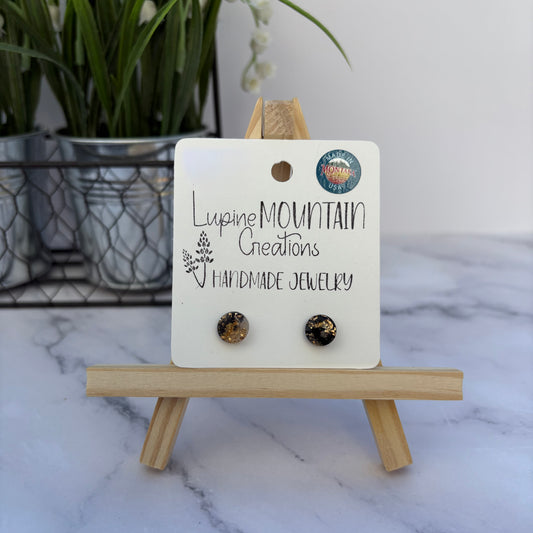Black and Gold Marble Studs