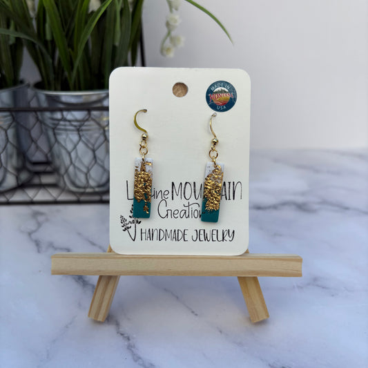 Turqoise and Gold Hammered Dangles