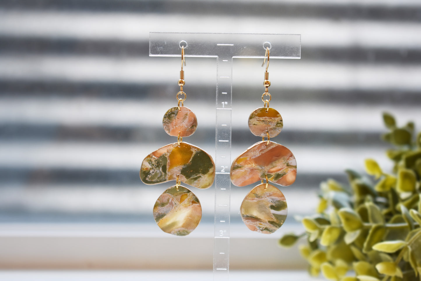 Earth Toned Geode Earrings - Three Tier