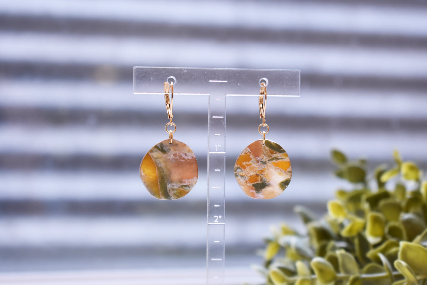 Earth Toned Geode Earrings - Medium Circle