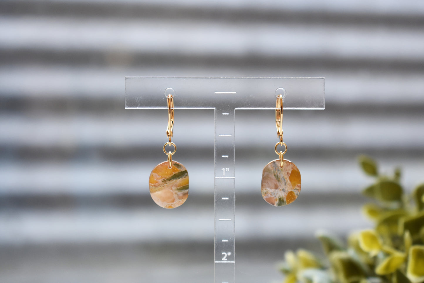 Earth Toned Geode Earrings - Small Oval