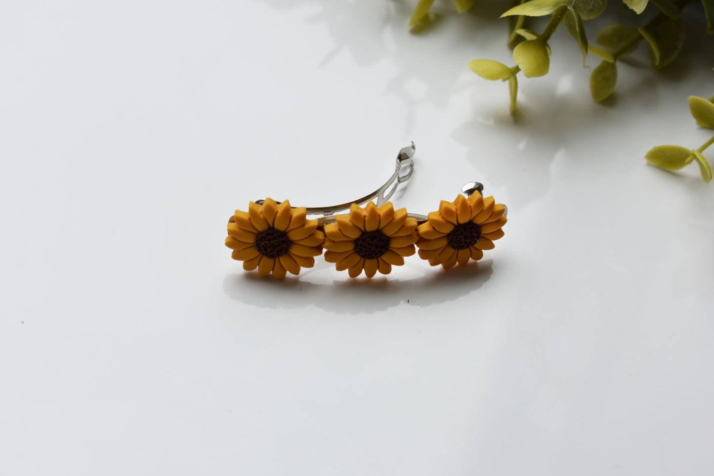 Sunflower Hair Barrettes - 2 inch