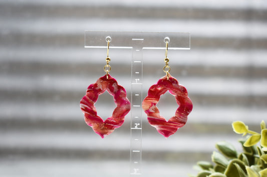 Pink Marbled Valentine's Day Earrings