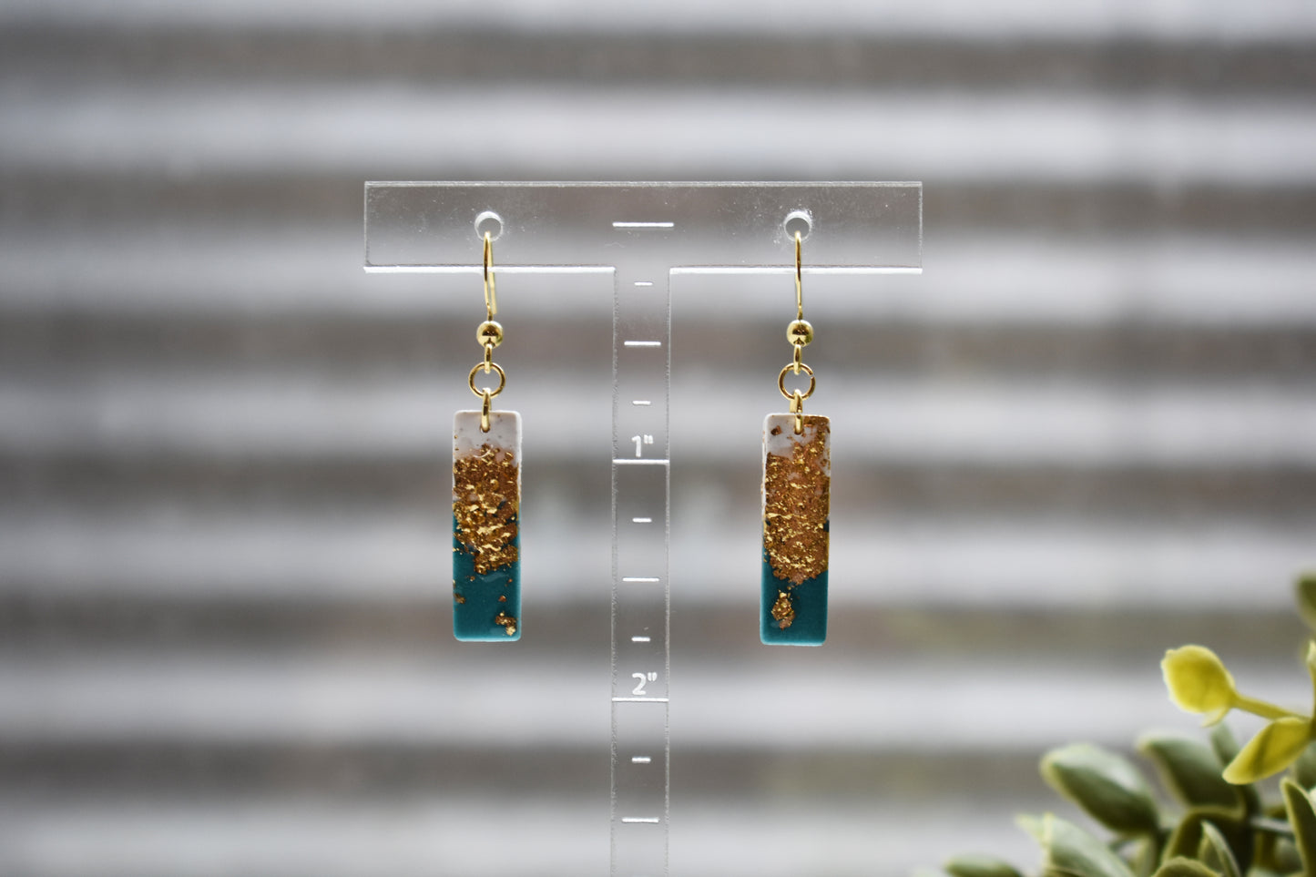 Turqoise and Gold Hammered Dangles